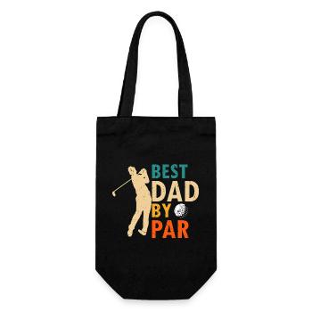 Best Dad By Par Funny Golf Saying - Gift Bag for Bottles - black - Front