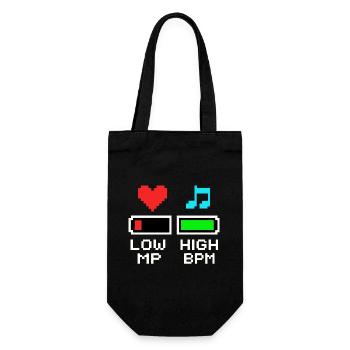 NIEDRIGE MP HOHE BPM Pixel Art Gaming Musik - Geschenkbeutel für Flaschen - Schwarz - Vorne