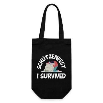 Lustiger Schützenfest I Survived Spruch - Geschenkbeutel für Flaschen - Schwarz - Vorne