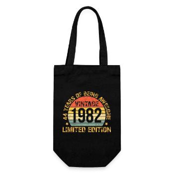 44th Birthday 44 Years Old Man Woman Vintage 1982 - Geschenkbeutel für Flaschen - Schwarz - Vorne