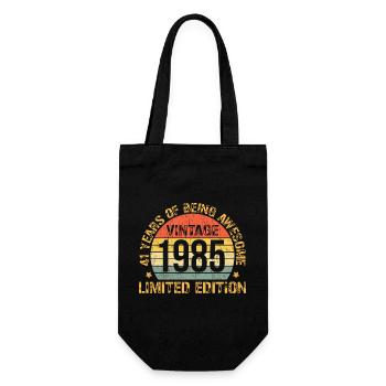 41st Birthday 41 Years Old Man Woman Vintage 1985 - Geschenkbeutel für Flaschen - Schwarz - Vorne