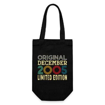 20 Year 20th Anniversary Gift Born December 2005 - Gift Bag for Bottles - black - Front