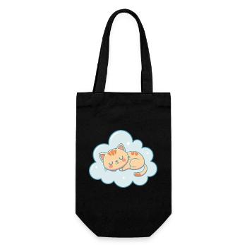 Dreamy kitten on pastel sky blue cloud - Gift Bag for Bottles - black - Front