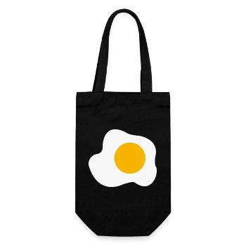 Spiegelei Frühstück Grafik Humor - Geschenkbeutel für Flaschen - Schwarz - Vorne