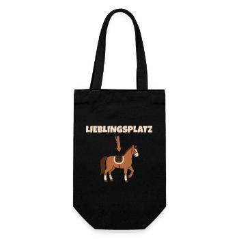 Reiten Pferd Lieblingsplatz Reitsport Reiterin - Geschenkbeutel für Flaschen - Schwarz - Vorne