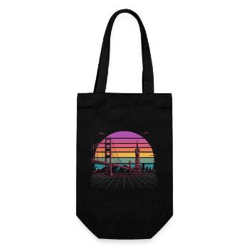Regenbogenbrücke Neon Skyline san francisco - Geschenkbeutel für Flaschen - Schwarz - Vorne