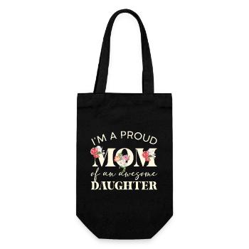Maman fière Une grande fille - Sac à bouteille - noir - Devant
