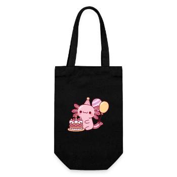 Cute Axolotl With Birthday Cake and Balloons - Gift Bag for Bottles - black - Front