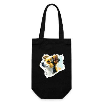 Niedlicher Jack Russell Terrier (Porträt-Kopf) - Geschenkbeutel für Flaschen - Schwarz - Vorne