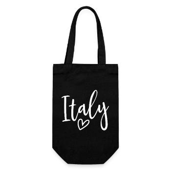 Italien – Herz der Frauen, Liebe zu Italien - Geschenkbeutel für Flaschen - Schwarz - Vorne