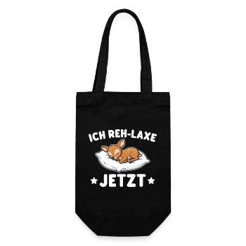 Ich Reh-Laxe Jetzt - Lustiger Reh Wortwitz - Geschenkbeutel für Flaschen - Schwarz - Vorne
