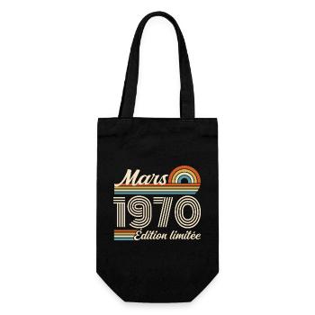 56e Cadeau d’anniversaire - Né en mars 1970 - Sac à bouteille - noir - Devant