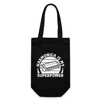Harmonica Musican Is My Superpower Harmonica - Geschenkbeutel für Flaschen - Schwarz - Vorne