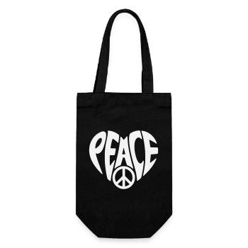 Peace heart design with peace sign - Gift Bag for Bottles - black - Front
