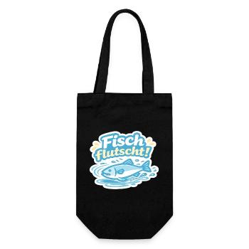 Fisch flutscht! Cartoon-Sticker - Geschenkbeutel für Flaschen - Schwarz - Vorne