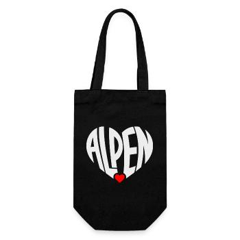 Alpen Herz Typo  - Geschenkbeutel für Flaschen - Schwarz - Vorne