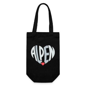 Alpine Heart Typography - Gift Bag for Bottles - black - Front
