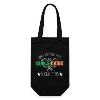 Funny Pickleball Gift: Dink and Drink Social Club - Gift Bag for Bottles - black - Front