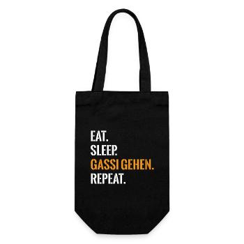 Hundefans Essen Schlafen Gassi Gehen Repeat - Geschenkbeutel für Flaschen - Schwarz - Vorne