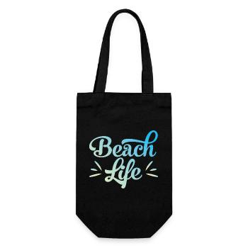 Beach Life only - Geschenkbeutel für Flaschen - Schwarz - Vorne