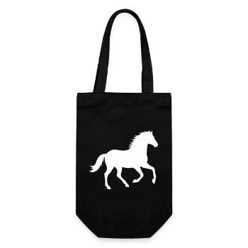 Silhouette eines wilden Pferdes - Geschenkbeutel für Flaschen - Schwarz - Vorne