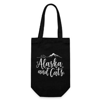 Alaska and Cats Minimalist Line Art White - Gift Bag for Bottles - black - Front