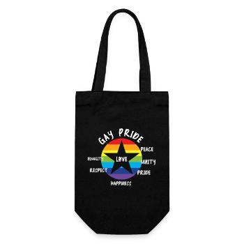 love gay CSD regenbogen stolz vielfalt stern LGBTQ - Geschenkbeutel für Flaschen - Schwarz - Vorne