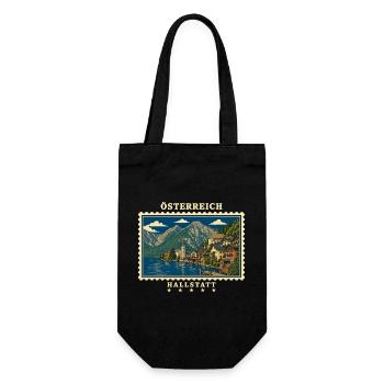 Österreich Hallstatt Vintage Reisemarke - Geschenkbeutel für Flaschen - Schwarz - Vorne