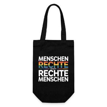 Menschenrechte statt rechte Menschen Sticker  - Geschenkbeutel für Flaschen - Schwarz - Vorne