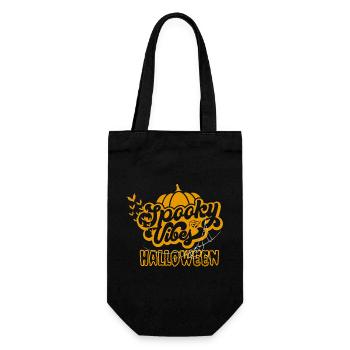 Spooky Vibes Halloween Kürbis Fledermaus Design - Geschenkbeutel für Flaschen - Schwarz - Vorne