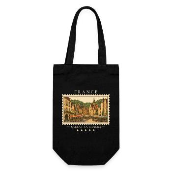 Frankreich Sarlat-la-Canéda Vintage Reisemarke - Geschenkbeutel für Flaschen - Schwarz - Vorne