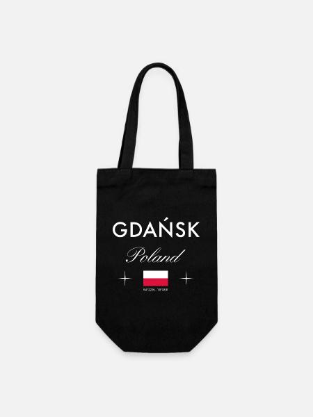 Danzig Polen Koordinaten Reise Souvenir - Geschenkbeutel für Flaschen - Schwarz