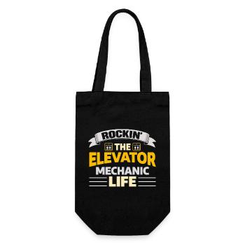 Rockin The Elevator Mechanic Life Aufzugsmonteur - Geschenkbeutel für Flaschen - Schwarz - Vorne