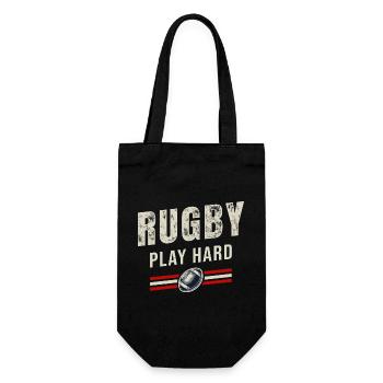 Rugby Spiel hart | Passion Oval Ball - Geschenkbeutel für Flaschen - Schwarz - Vorne