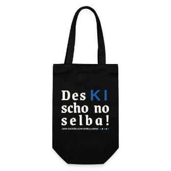 Des KI schon no selba! 100% natürliche Intelligenz - Geschenkbeutel für Flaschen - Schwarz - Vorne