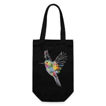 buntes Kolibri Aquarell Graffiti - Geschenkbeutel für Flaschen - Schwarz - Vorne