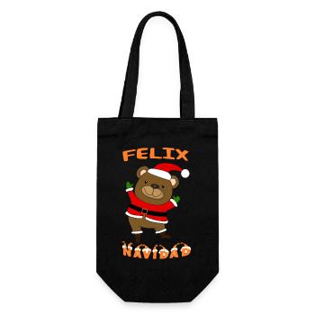 Felix Navidad Weihnachtsbär - Christmas Bear - Geschenkbeutel für Flaschen - Schwarz - Vorne