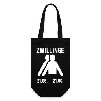 Zwillinge Sternzeichen Tierkreiszeichen Horoskop - Geschenkbeutel für Flaschen - Schwarz - Vorne