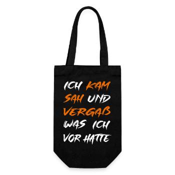 Ich kam sah und vergaß - Geschenkbeutel für Flaschen - Schwarz - Vorne