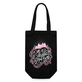Not All Wanderers Are Lost in Pink - Geschenkbeutel für Flaschen - Schwarz - Vorne