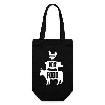 Friends Not Food - Vegan or Vegetarian - Gift Bag for Bottles - black - Front