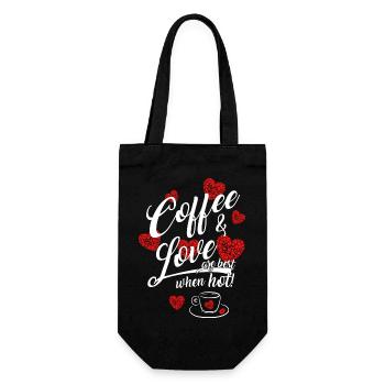 Café et amour chaud meilleur coeur cadeau - Sac à bouteille - noir - Devant