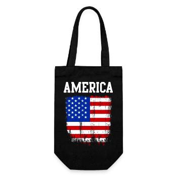 Distressed American Flag Graphic - Gift Bag for Bottles - black - Front