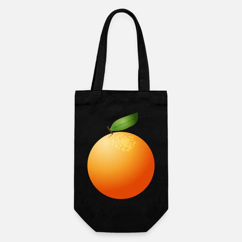 grosse orange juteuse avec feuille - Sac à bouteille - noir