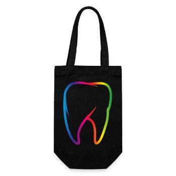 leuchtend bunter Regenbogen Zahn - Geschenkbeutel für Flaschen - Schwarz - Vorne