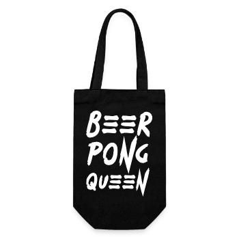 Schrift beerpong queen Bier Trinkspiel Spiel - Geschenkbeutel für Flaschen - Schwarz - Vorne