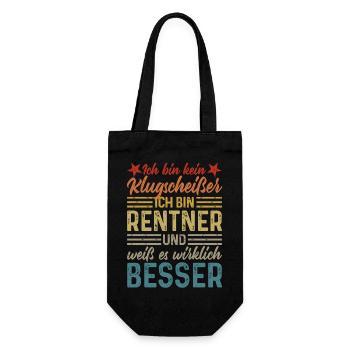Rentner Klugscheißer - Geschenkbeutel für Flaschen - Schwarz - Vorne