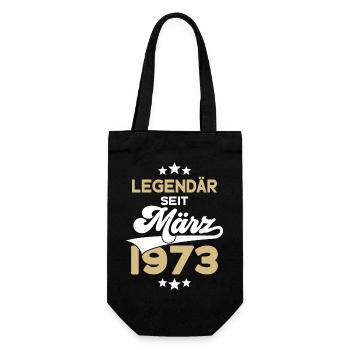 53. GEBURTSTAG LEGENDÄR SEIT MÄRZ 1973 LEGENDE - Geschenkbeutel für Flaschen - Schwarz - Vorne