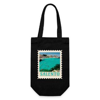 Salento Türkisstrand Retro-Poster - Geschenkbeutel für Flaschen - Schwarz - Vorne