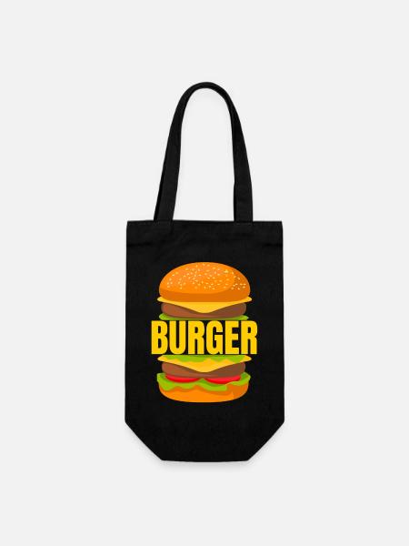 Burger, Burger essen, Burger-Fan - Geschenkbeutel für Flaschen - Schwarz
